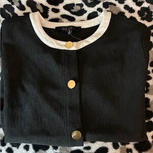 Rachel Black Cardigan with Gold Accents